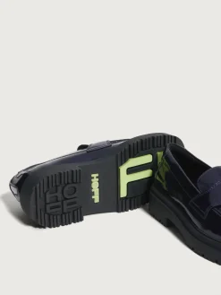 Discount MOKASSIN SCHOOL BLAU Damen Flacher Schuh