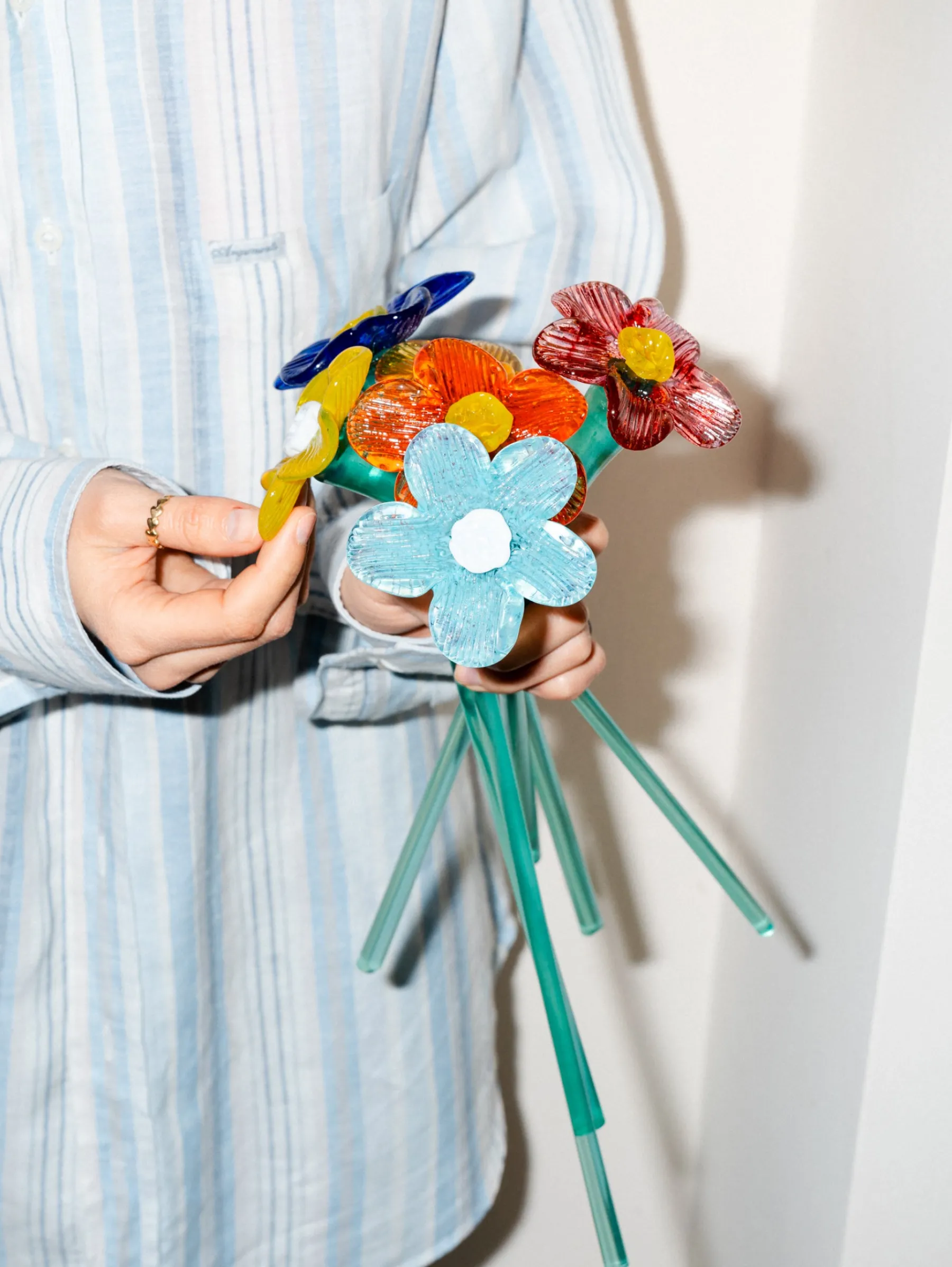 Clearance MOUTHBLOWN CRYSTAL FLOWER MUSTARD Damen/Herren Deko|Deko