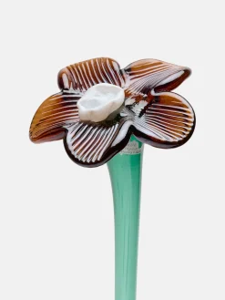 Best MOUTHBLOWN CRYSTAL FLOWER BROWN Damen/Herren Deko|Deko